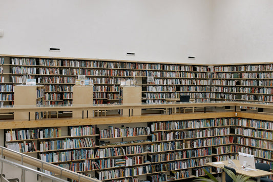 Library with shelves full of books.