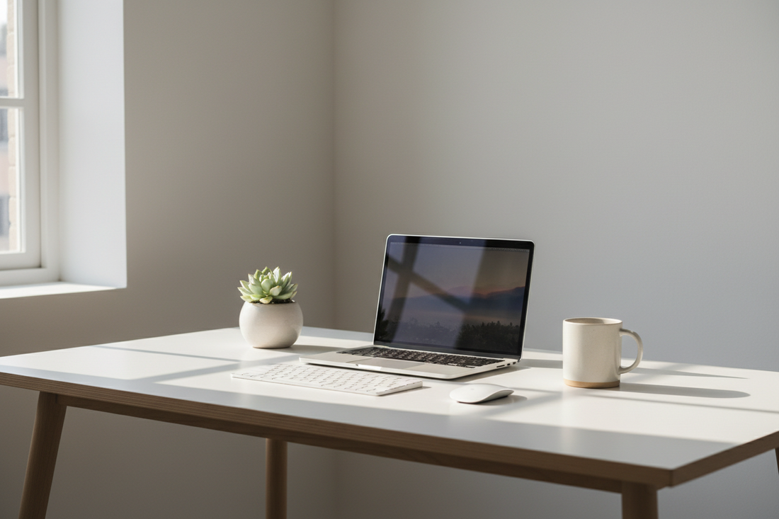 A clean minimal desk setup