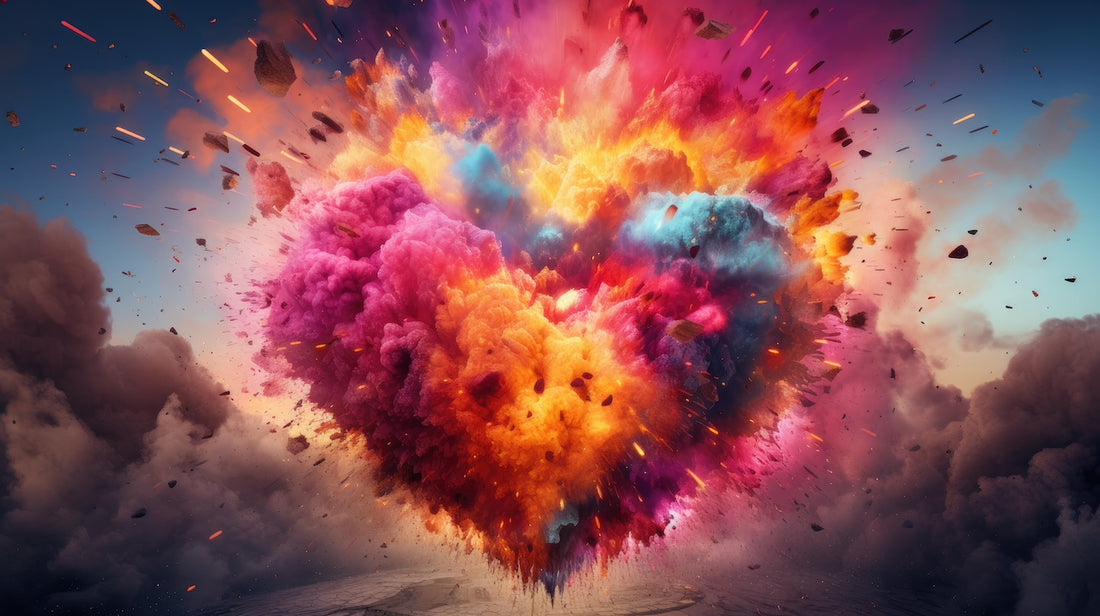 Colourful heart explosion